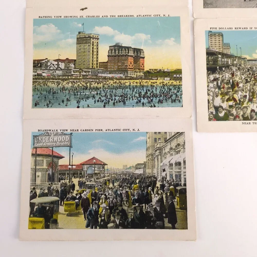 Atlantic City New Jersey‎ Fold-Out Postcards Early 1900s Hotel Elephant Bathing+